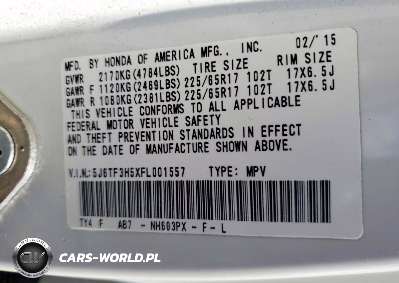 2015 Honda Crosstour Exl VIN:5J6TF3H5XFL001557 - 13