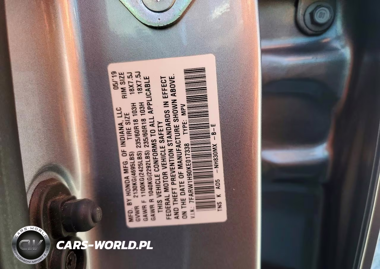 2019 Honda Cr-V Touring VIN:7FARW1H90KE017338 - 14
