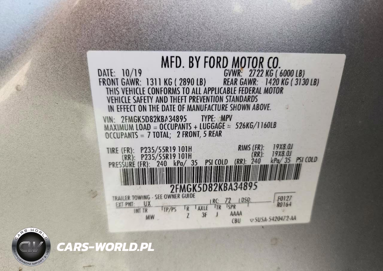 2019 Ford Flex Limited VIN:2FMGK5D82KBA34895 - 13