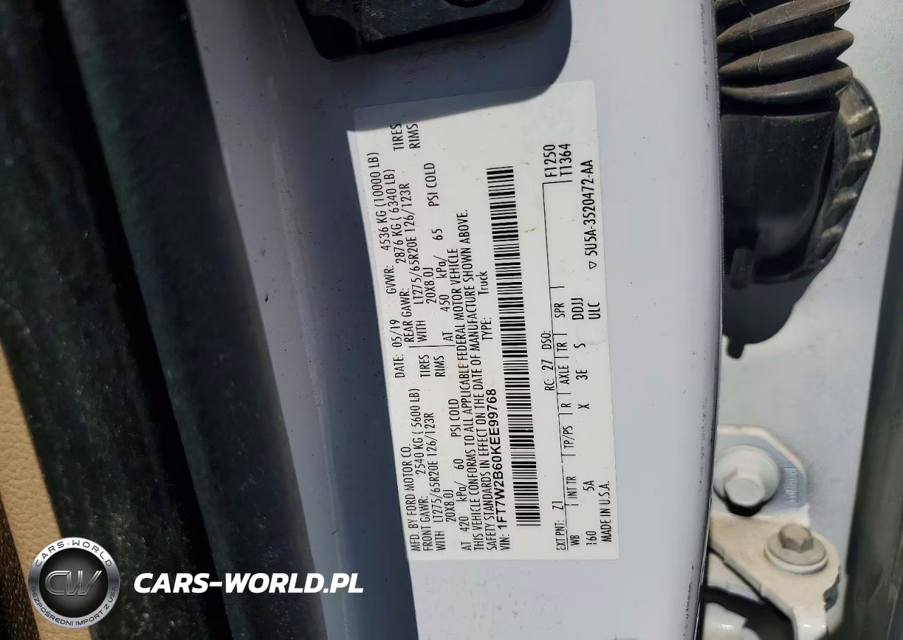 2019 Ford F250 Super Duty VIN:1FT7W2B60KEE99768 - 12