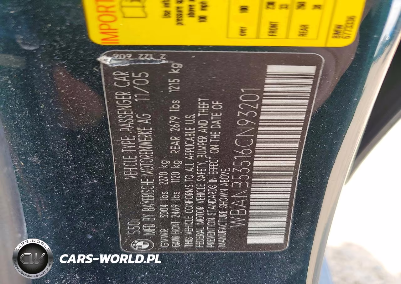 2006 BMW 550 I VIN:WBANB53516CN93201 - 12