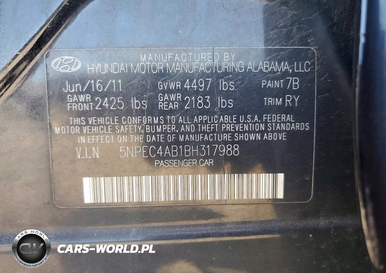 2011 Hyundai Sonata VIN:5NPEC4AB1BH317988 - 12