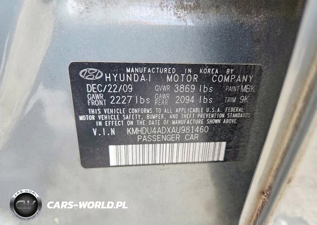 2010 Hyundai Elantra Gls VIN:KMHDU4ADXAU981460 - 12