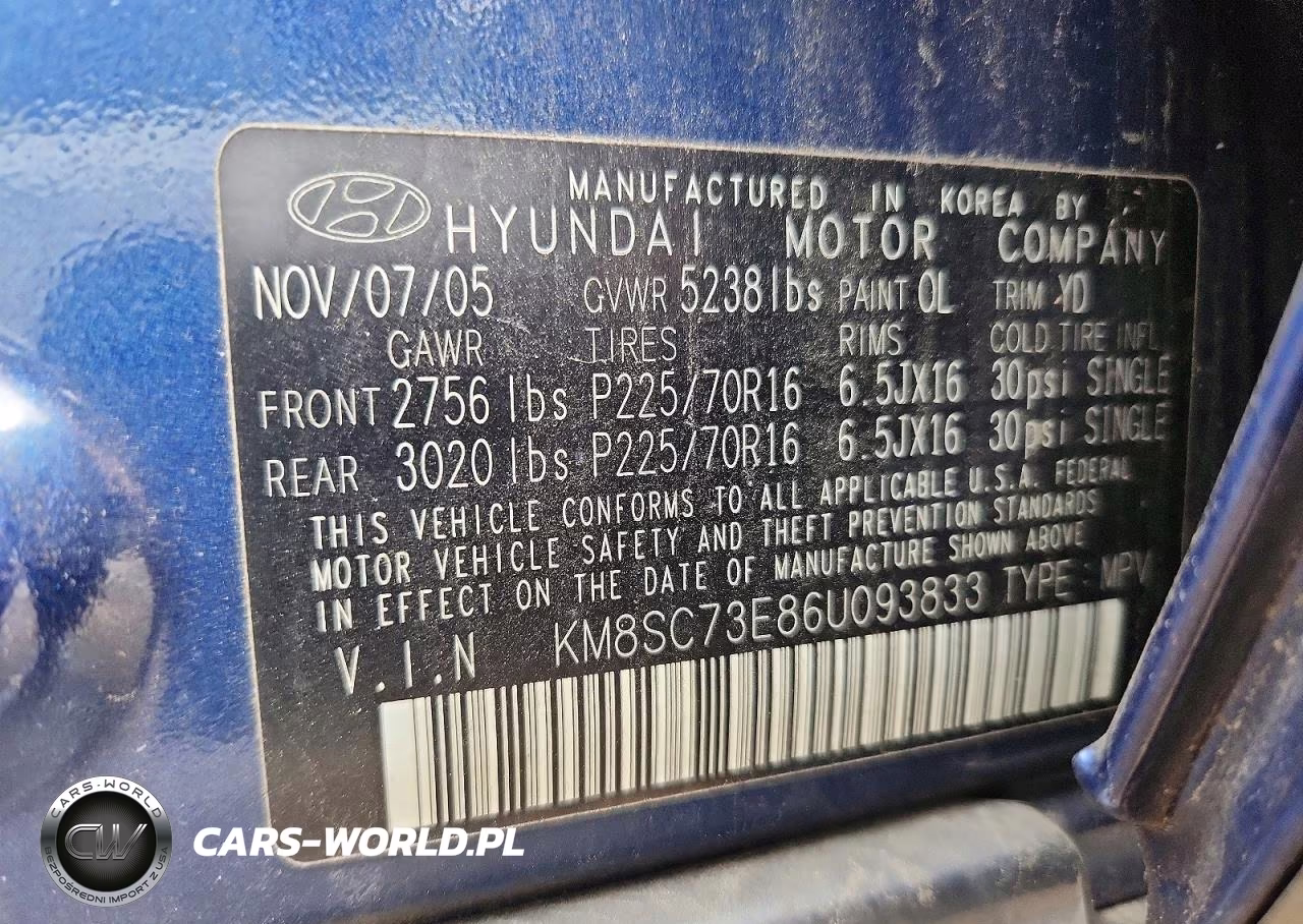 2006 Hyundai Santa Fe Gls VIN:KM8SC73E86U093833 - 13