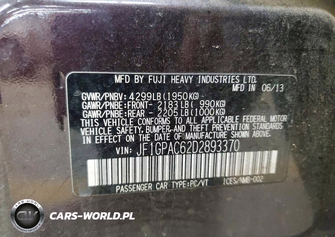 2013 Subaru Impreza Premium VIN:JF1GPAC62D2893370 - 12