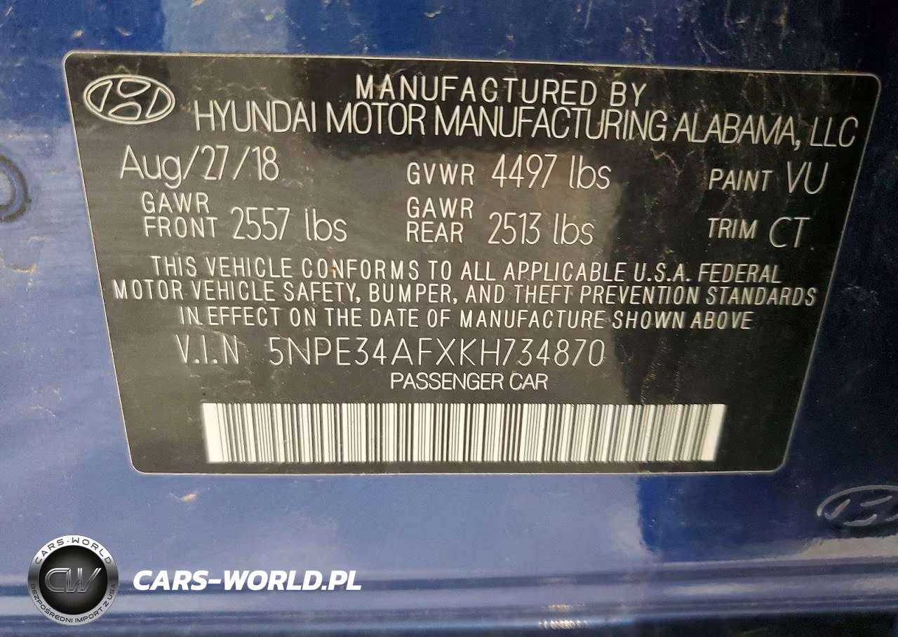 2019 Hyundai Sonata Sport VIN:5NPE34AFXKH734870 - 13