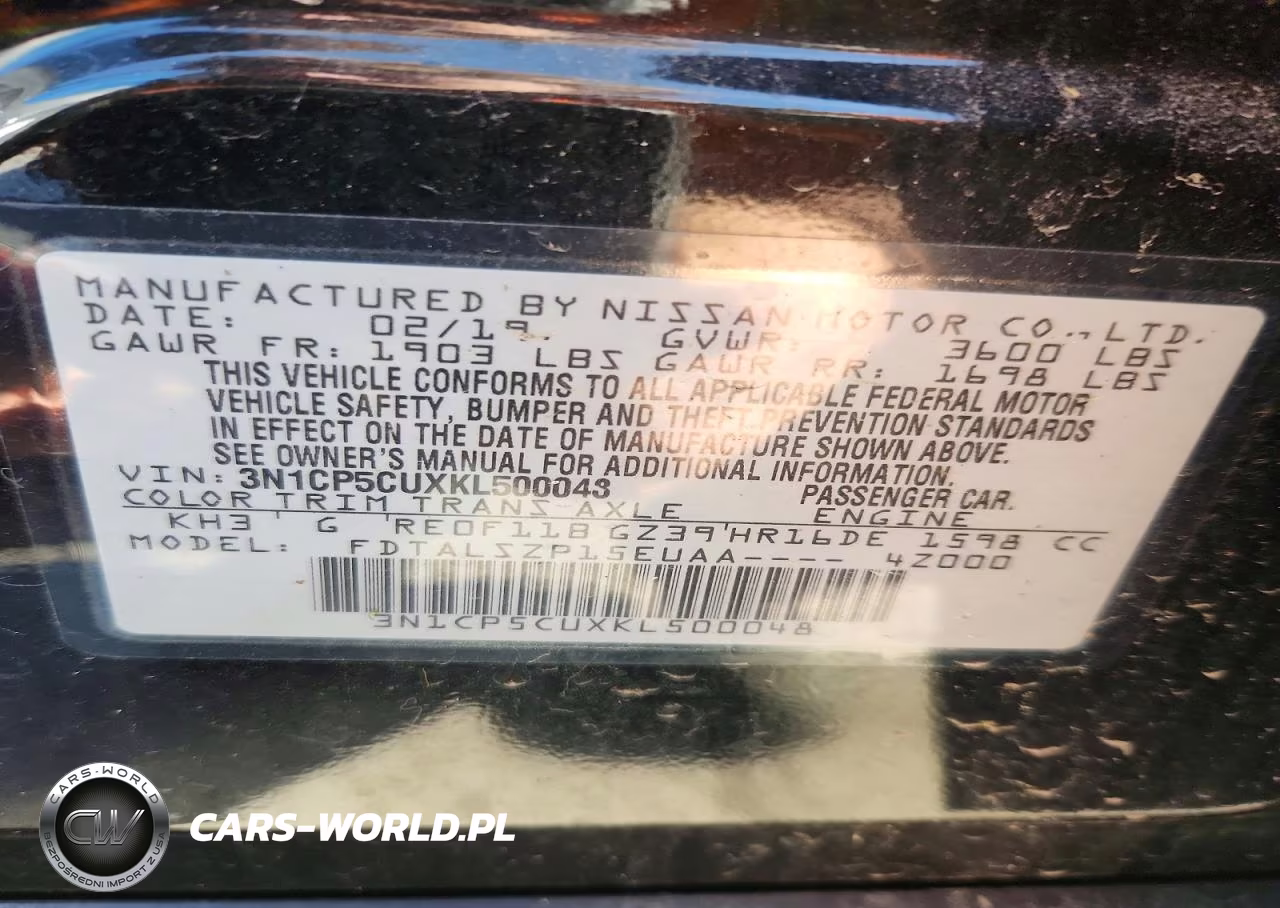 2019 Nissan Kicks Sv VIN:3N1CP5CUXKL500048 - 13