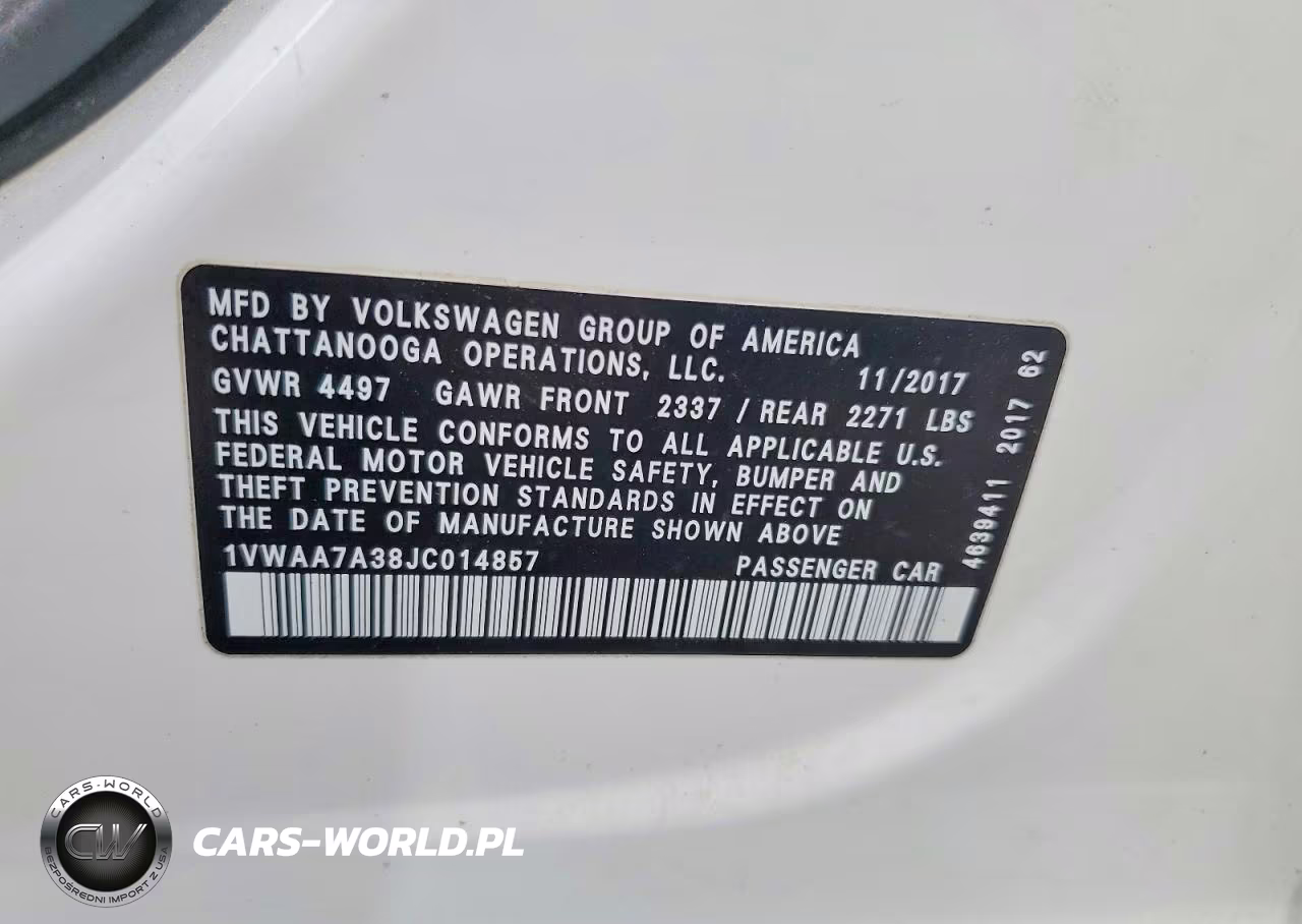 2018 Volkswagen Passat S VIN:1VWAA7A38JC014857 - 12