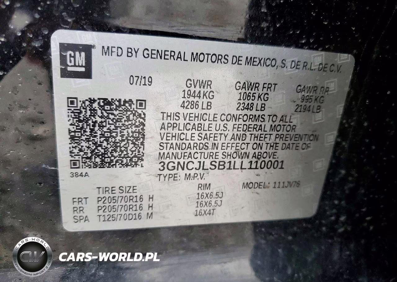 2020 Chevrolet Trax 1Lt VIN:3GNCJLSB1LL110001 - 13