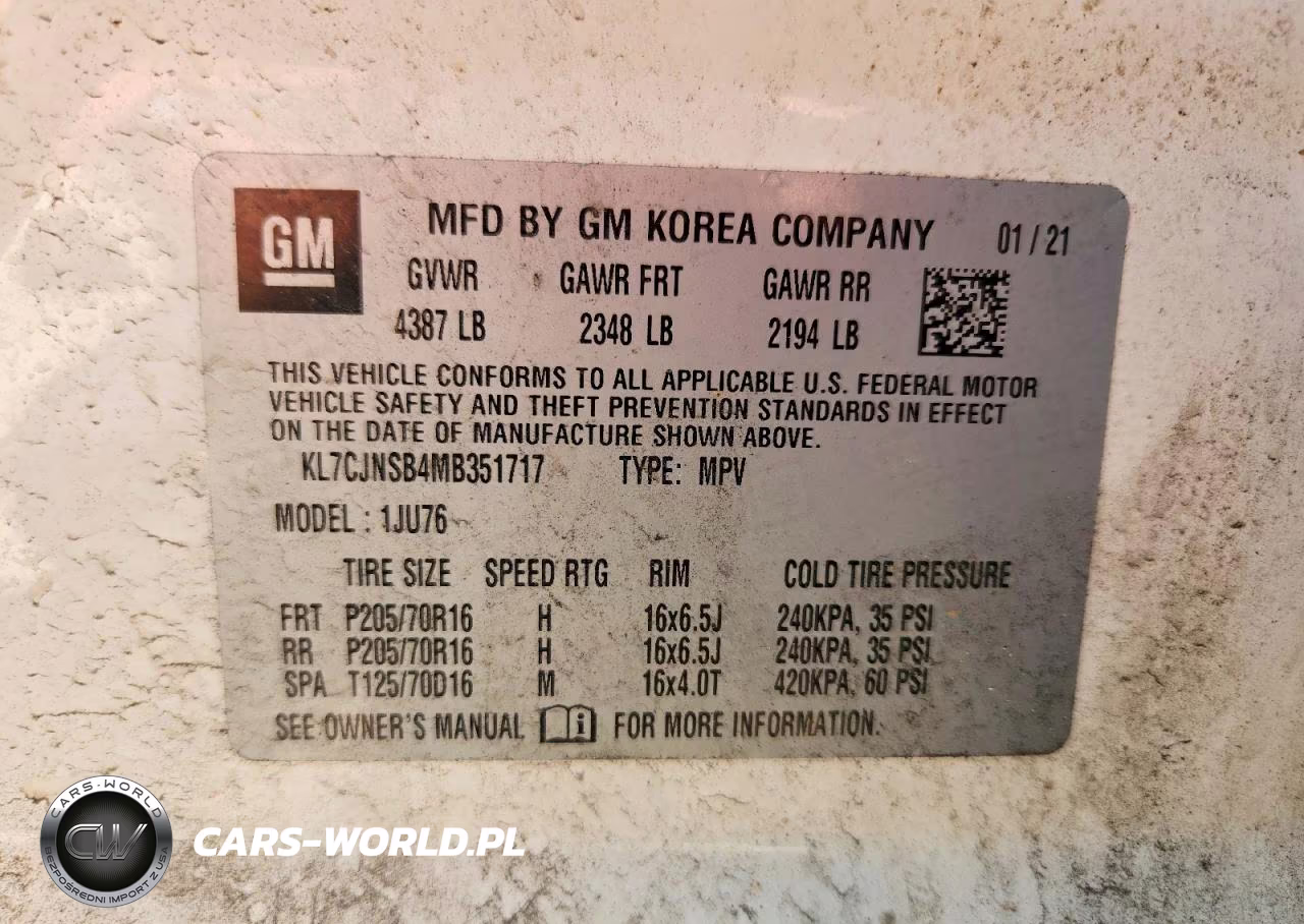 2021 Chevrolet Trax Ls VIN:KL7CJNSB4MB351717 - 14