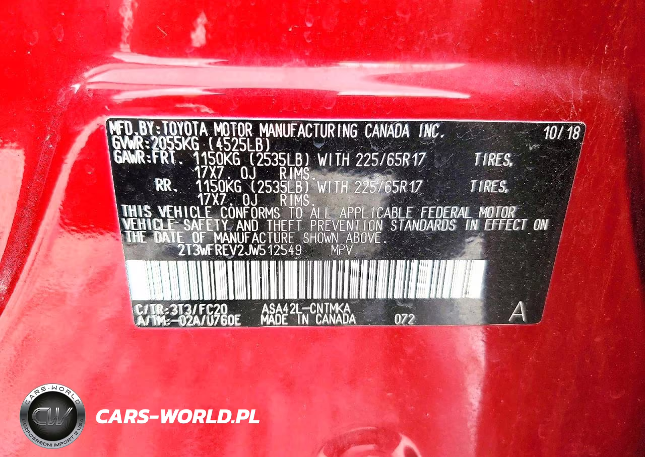 2018 Toyota Rav4 Xle VIN:2T3WFREV2JW512549 - 14