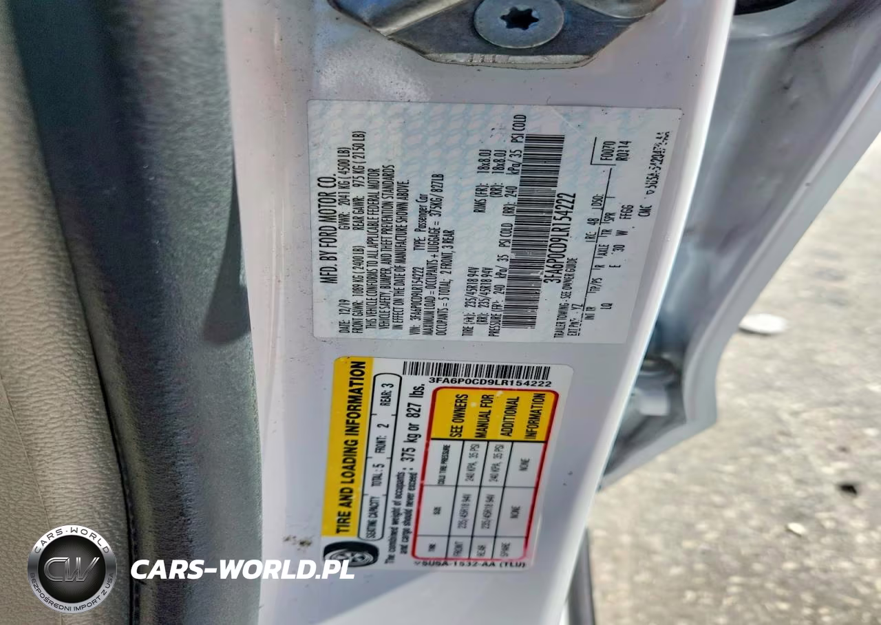 2020 Ford Fusion Sel VIN:3FA6P0CD9LR154222 - 12