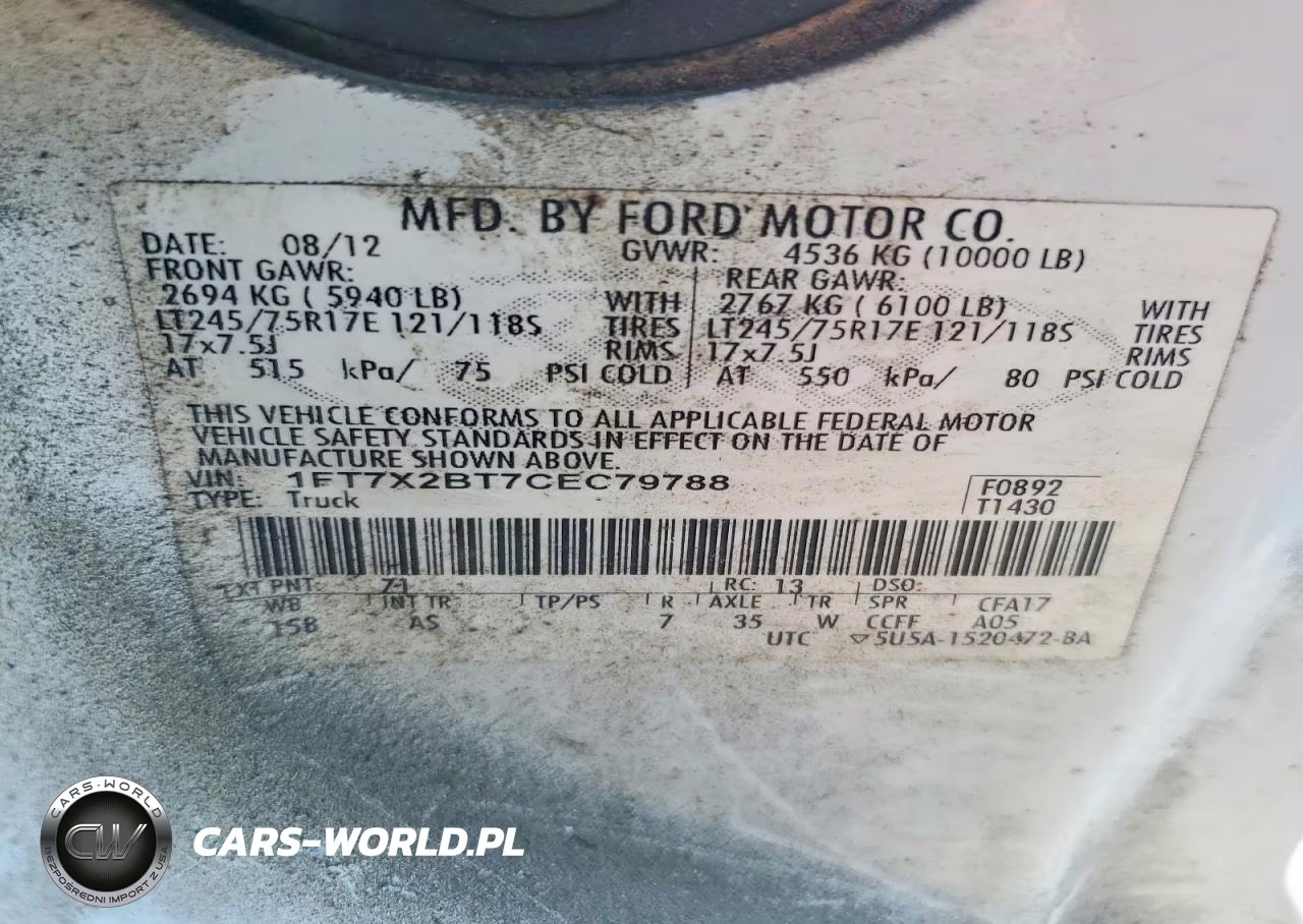 2012 Ford F250 Super Duty VIN:1FT7X2BT7CEC79788 - 12