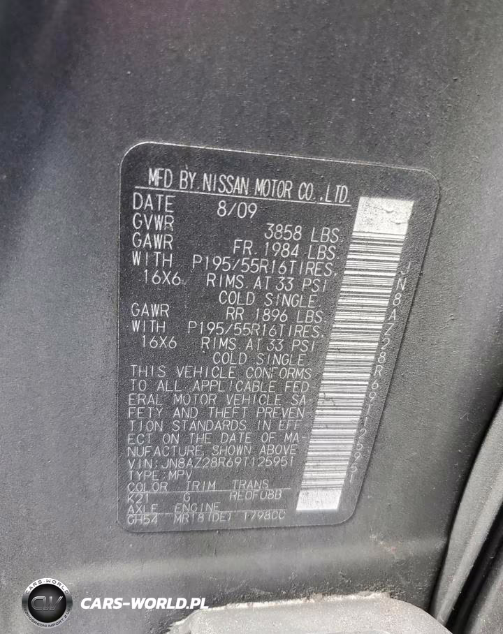 2009 Nissan Cube 1.8 VIN:JN8AZ28R69T125951 - 14