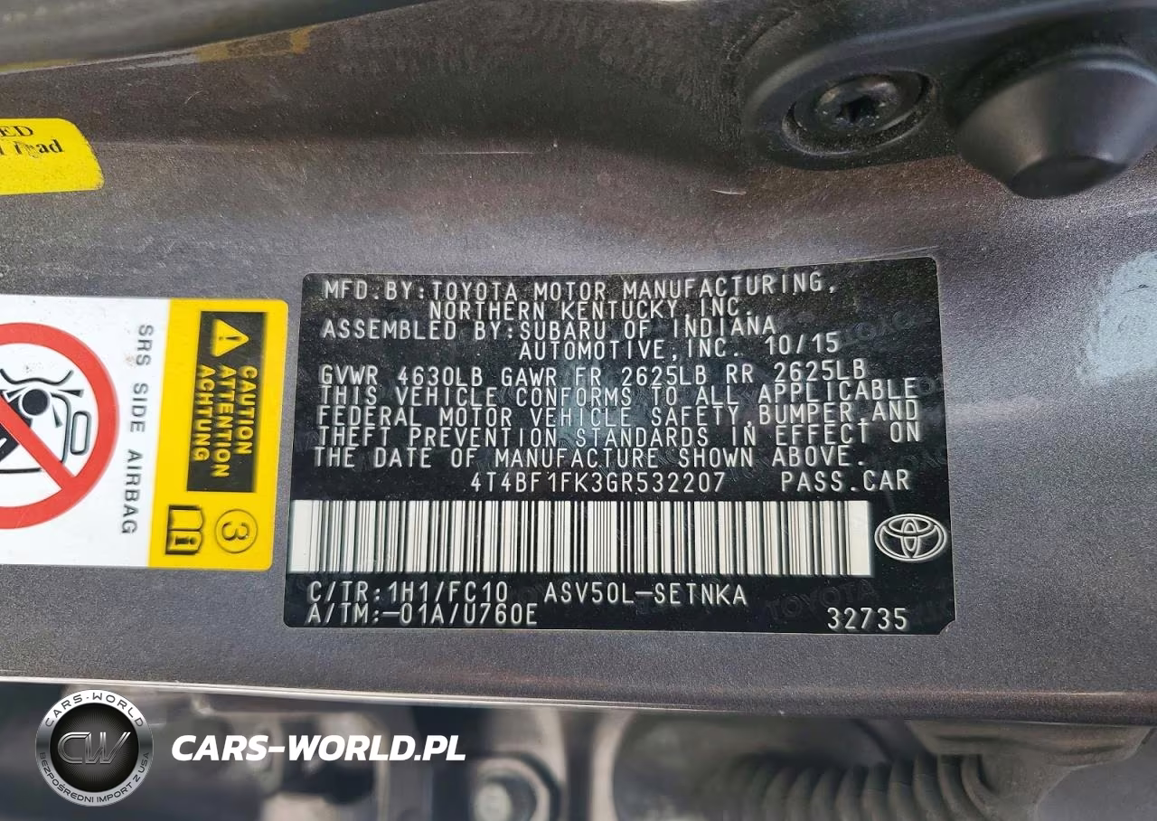 2016 Toyota Camry Le VIN:4T4BF1FK3GR532207 - 12