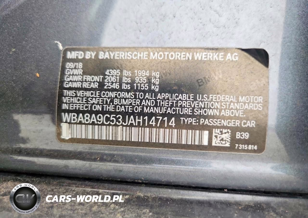 2018 BMW 320 I VIN:WBA8A9C53JAH14714 - 12