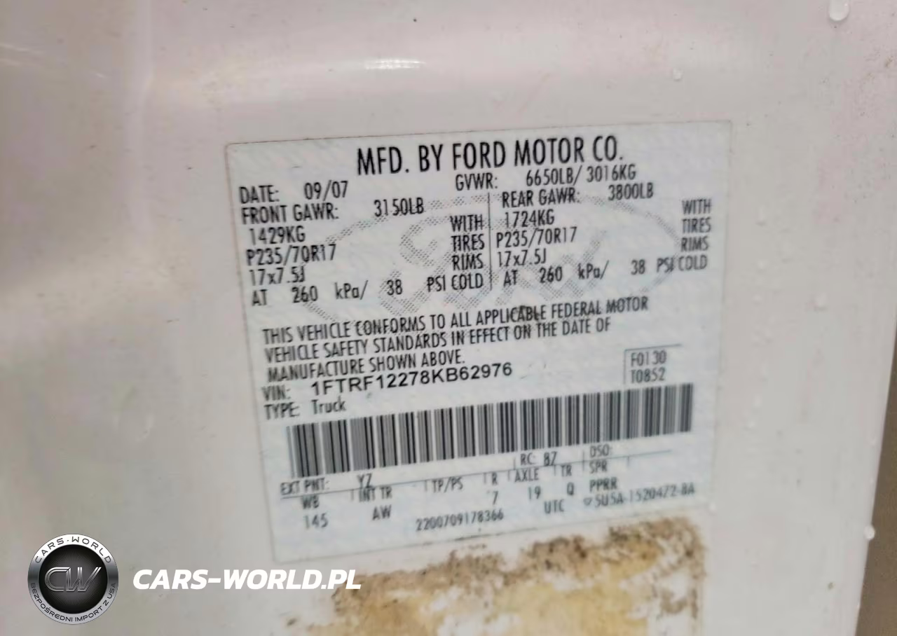 2008 Ford F150 VIN:1FTRF12278KB62976 - 12