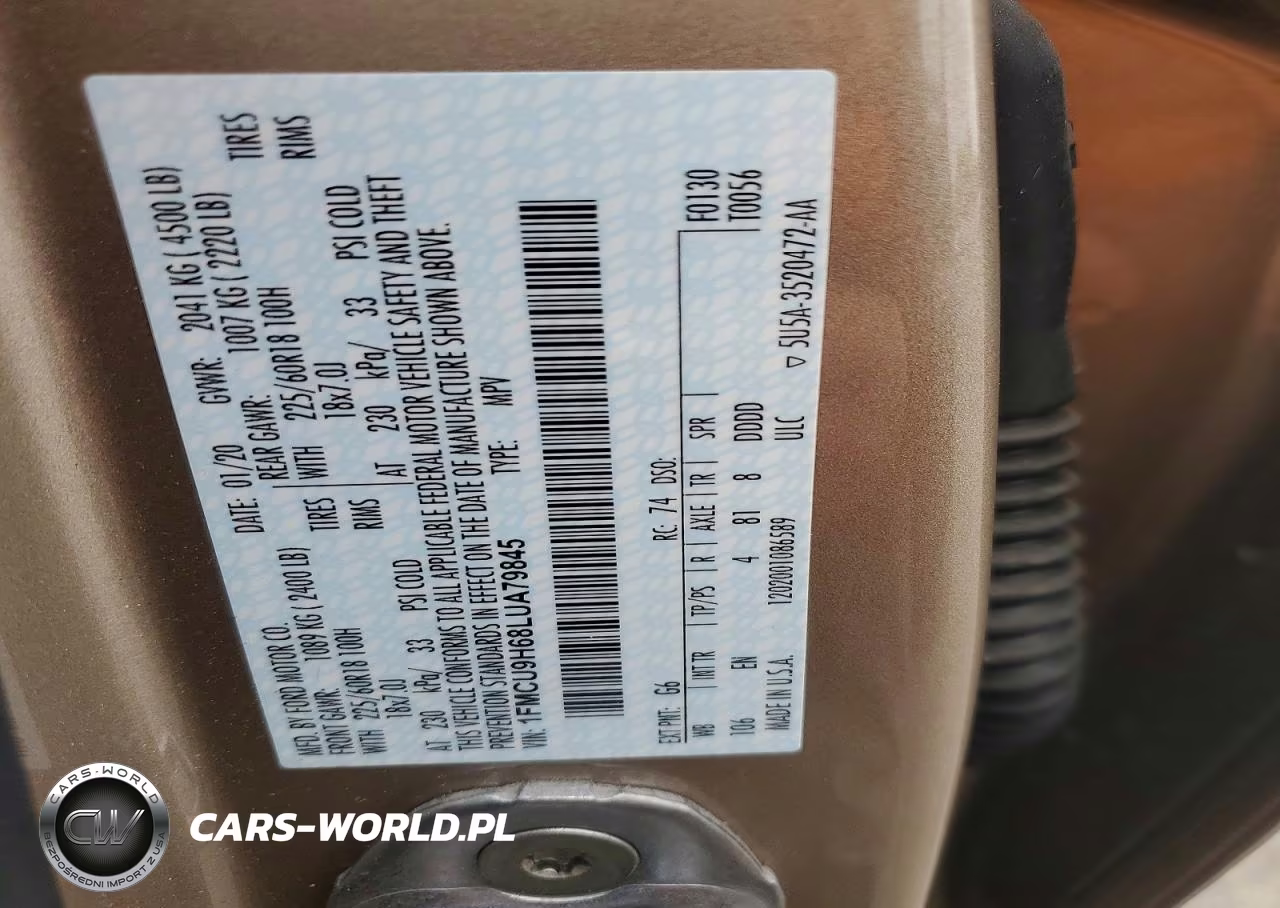2020 Ford Escape Sel VIN:1FMCU9H68LUA79845 - 12