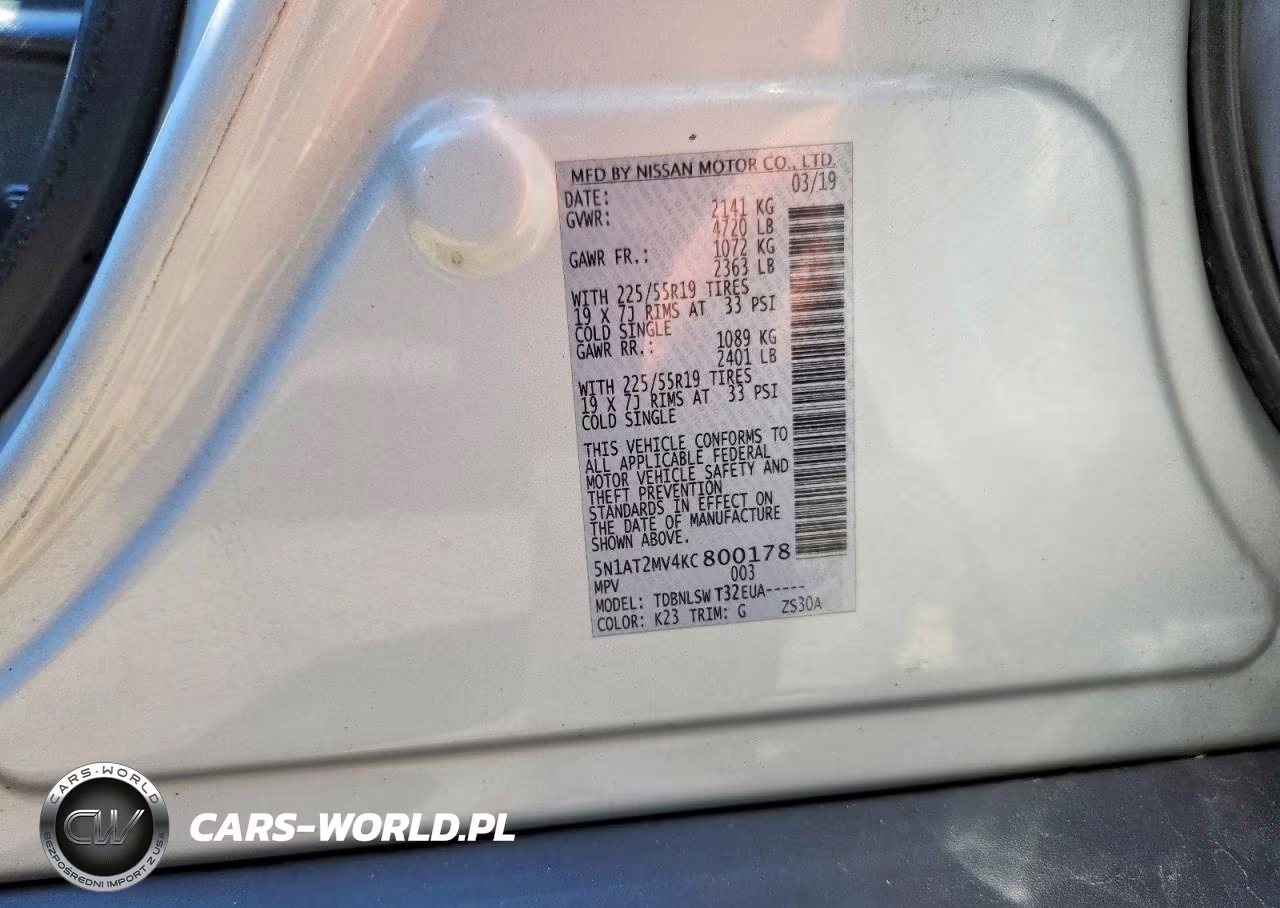 2019 Nissan Rogue Sl VIN:5N1AT2MV4KC800178 - 13
