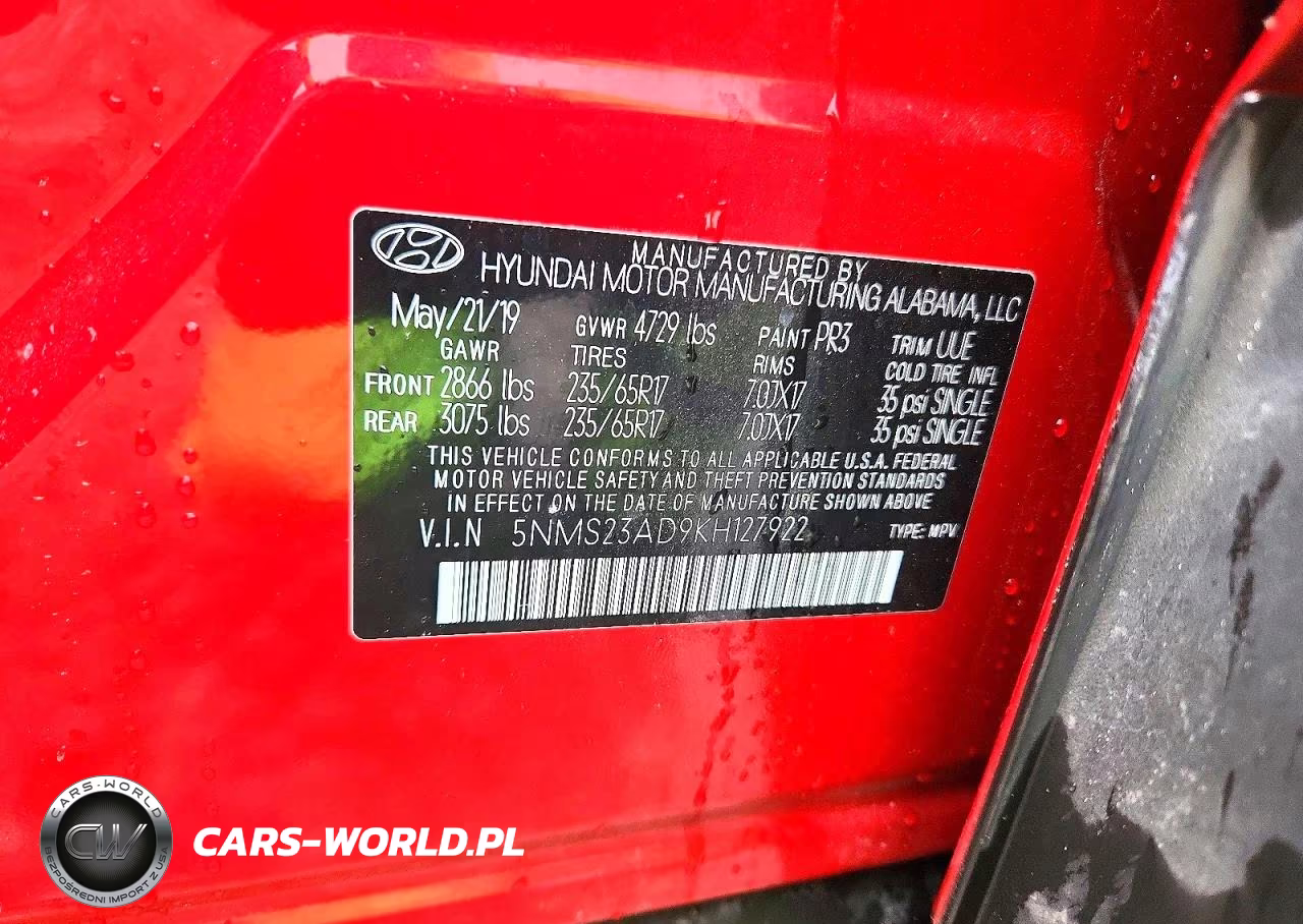 2019 Hyundai Santa Fe Se VIN:5NMS23AD9KH127922 - 13