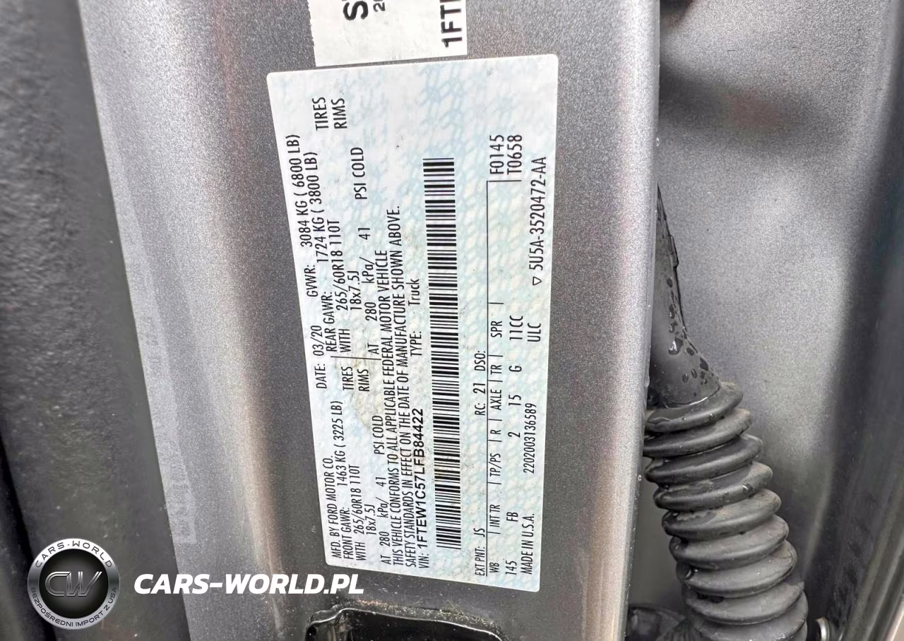 2020 Ford F150 Supercrew VIN:1FTEW1C57LFB84422 - 10