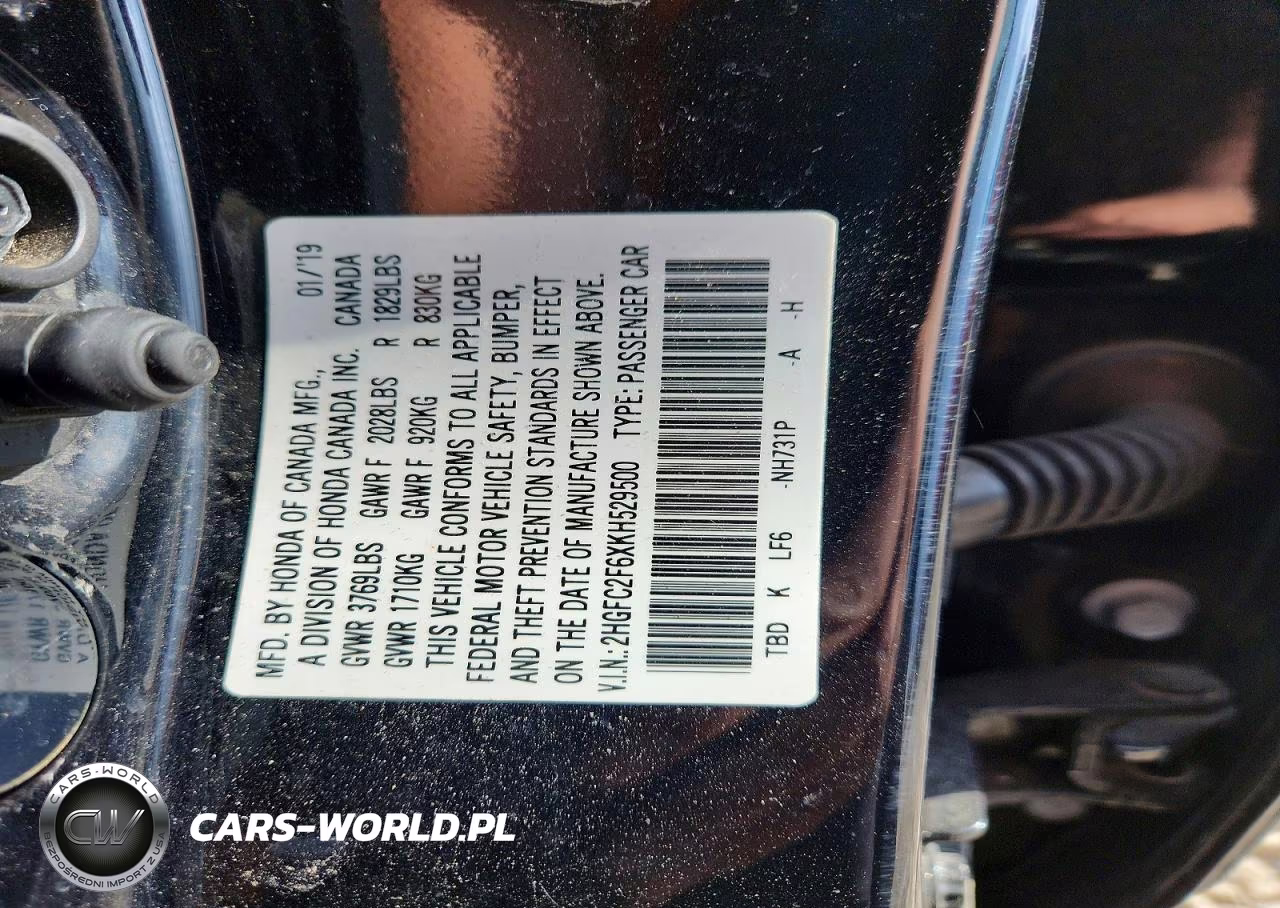 2019 Honda Civic Lx VIN:2HGFC2F6XKH529500 - 12