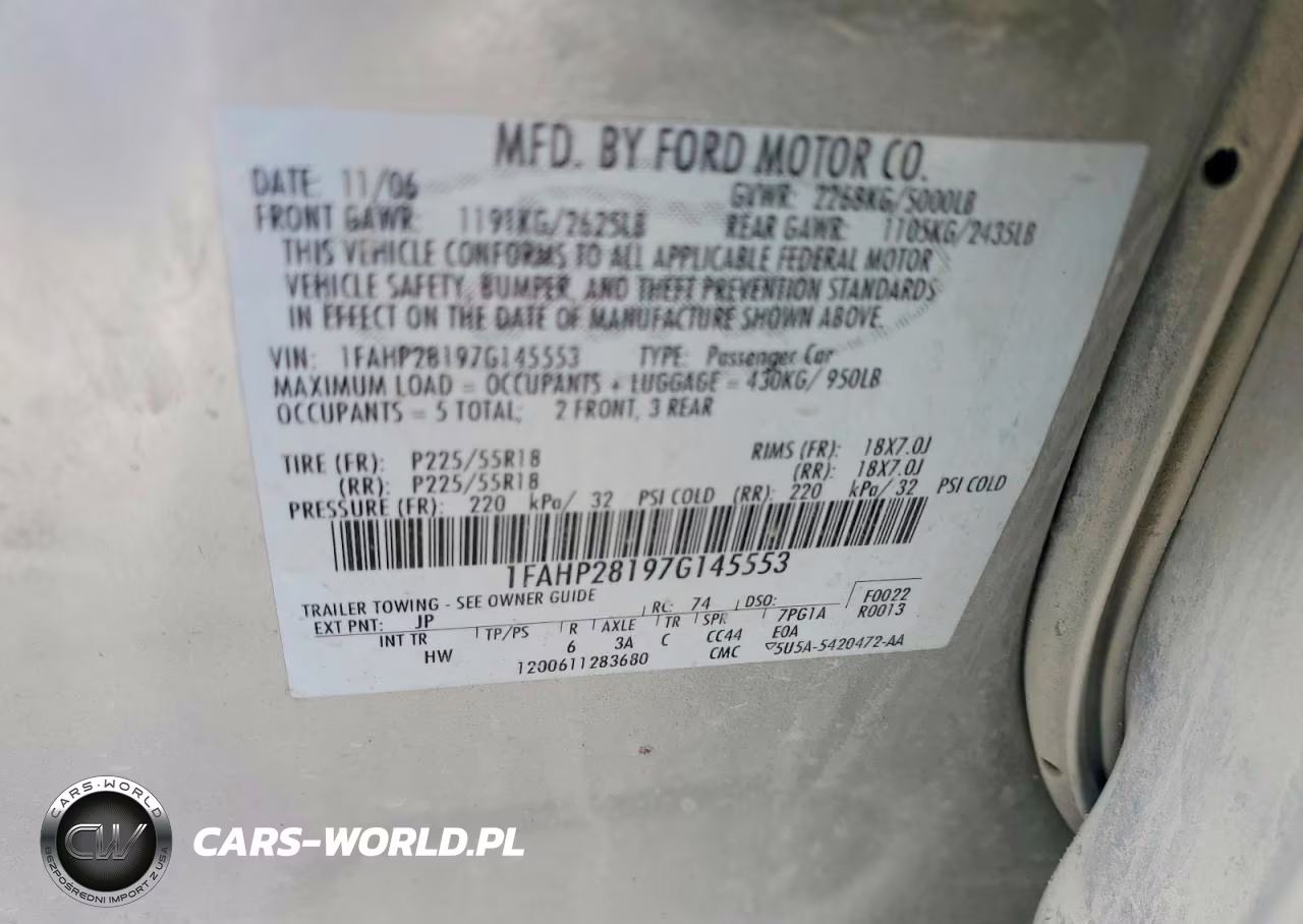 2007 Ford Five Hundred Limited VIN:1FAHP28197G145553 - 12