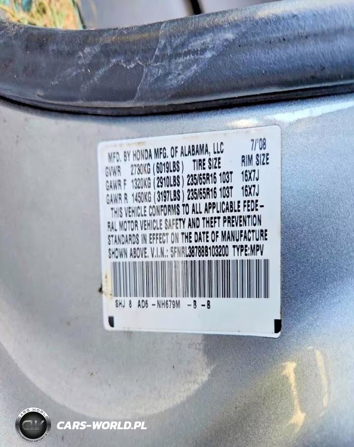 2008 Honda Odyssey Exl VIN:5FNRL38788B103200 - 12