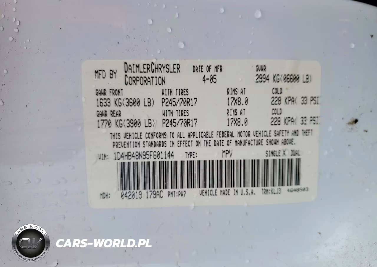 2005 Dodge Durango VIN:1D4HB48N95F601144 - 13