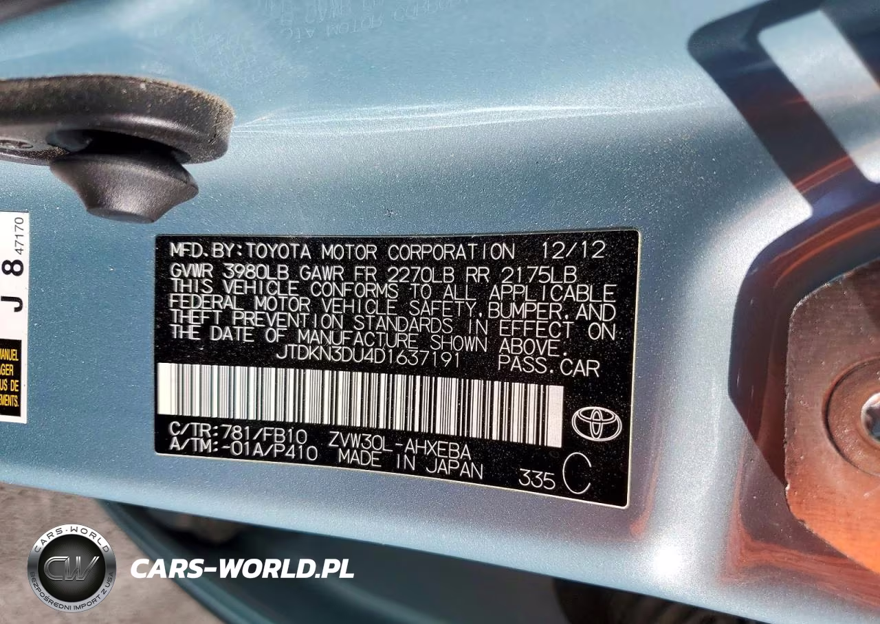 2013 Toyota Prius Two VIN:JTDKN3DU4D1637191 - 12