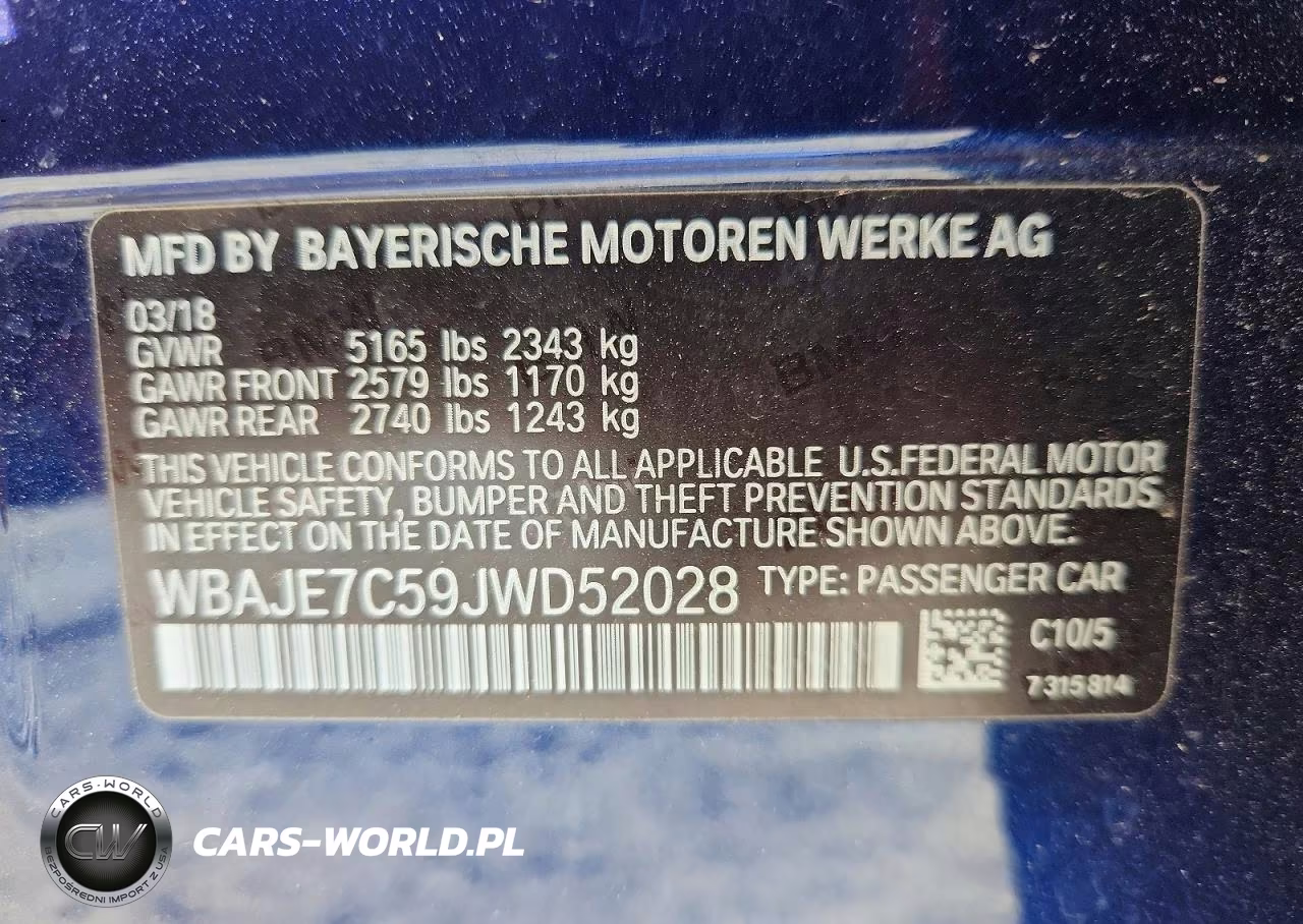 2018 BMW 540 Xi VIN:WBAJE7C59JWD52028 - 12
