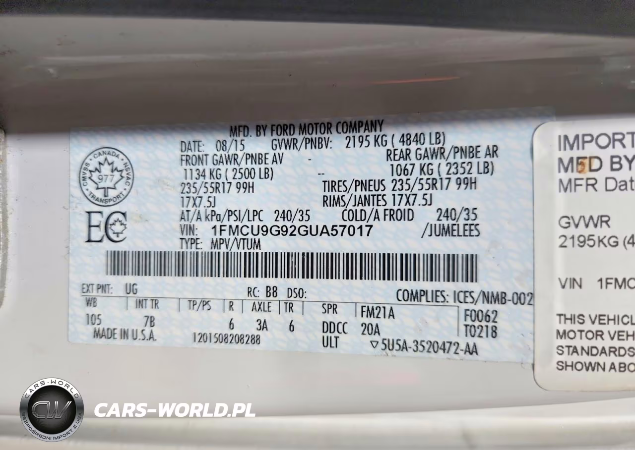 2016 Ford Escape Se VIN:1FMCU9G92GUA57017 - 12