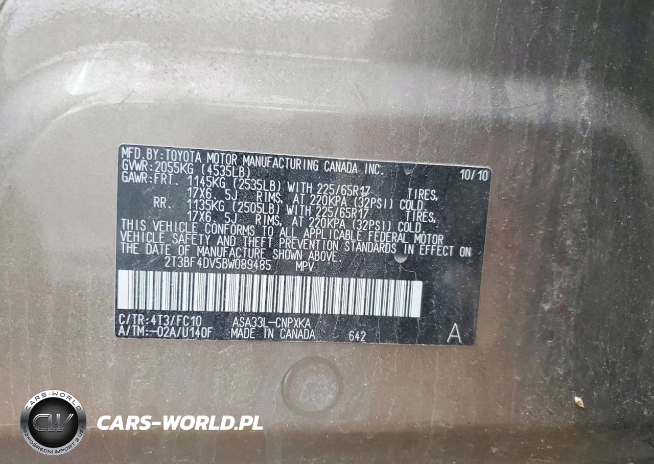 2011 Toyota Rav4 Base VIN:2T3BF4DV5BW089485 - 12