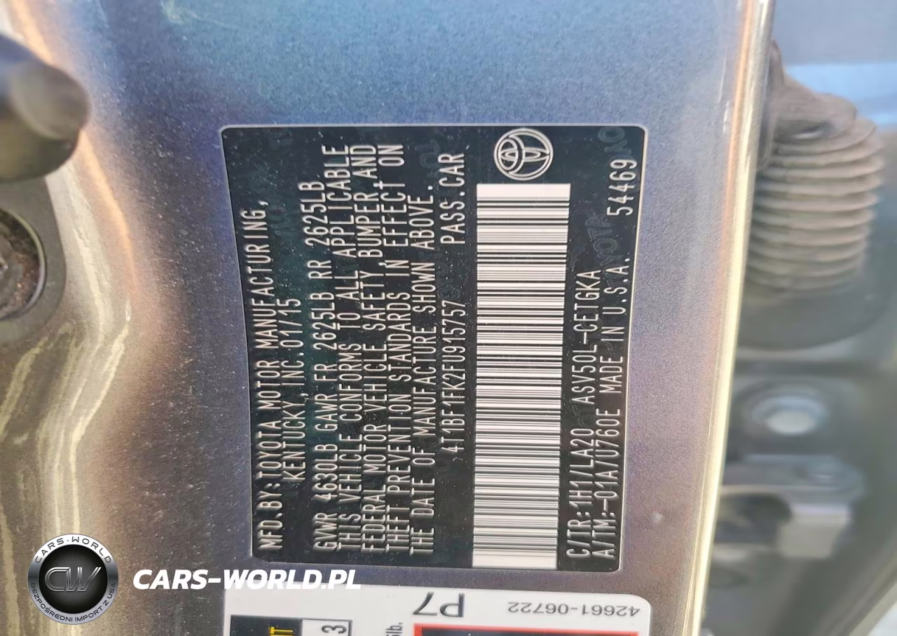 2015 Toyota Camry Xle VIN:4T1BF1FK2FU915757 - 12