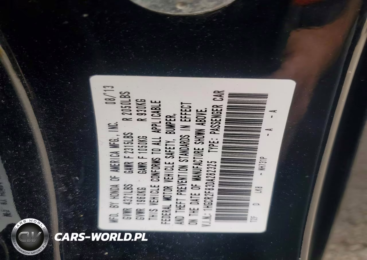 2013 Honda Accord Exl VIN:1HGCR2F83DA282325 - 13