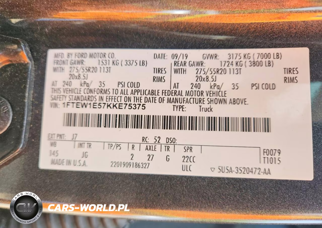 2019 Ford F150 Supercrew VIN:1FTEW1E57KKE75375 - 12