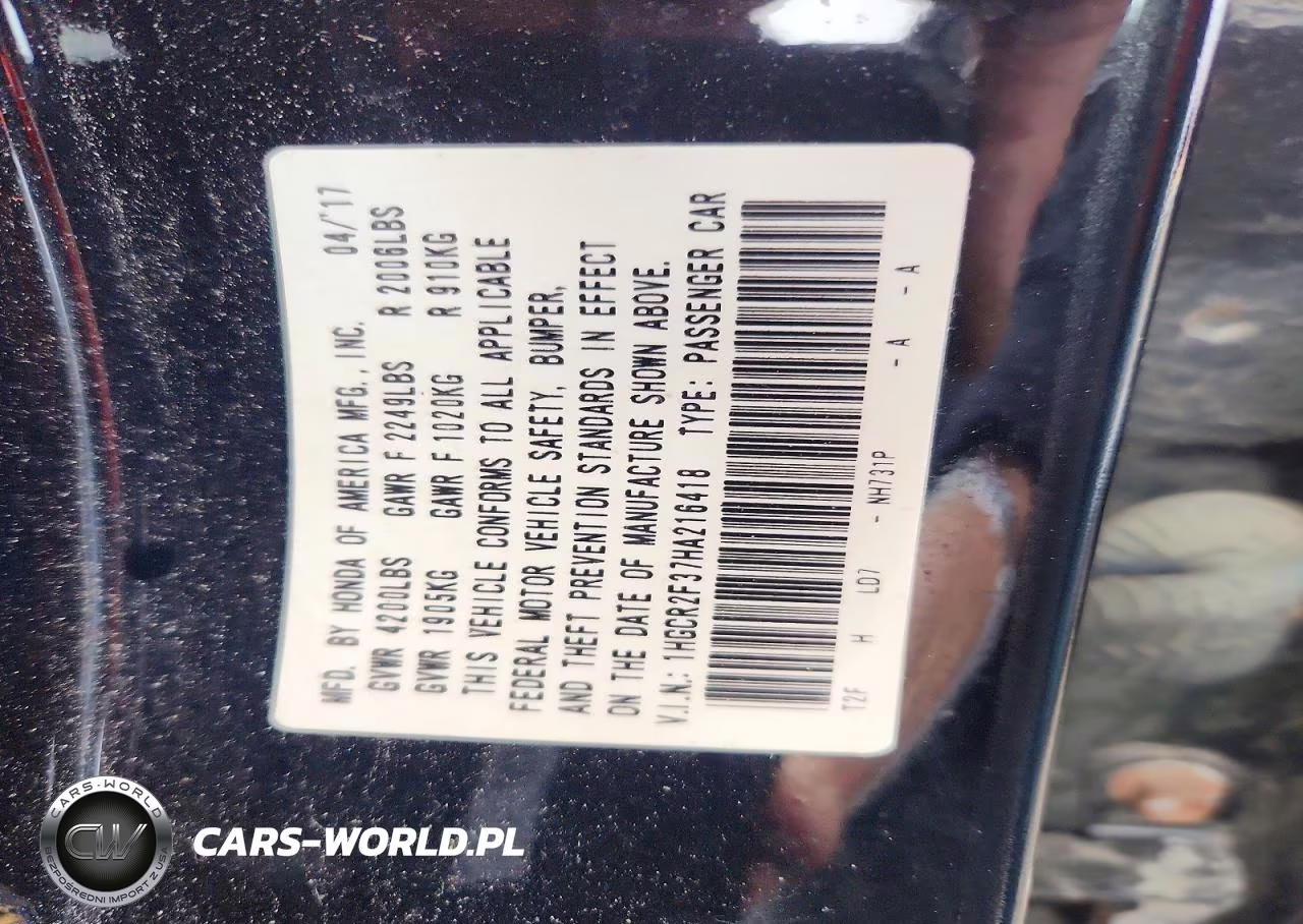 2017 Honda Accord Lx VIN:1HGCR2F37HA216418 - 12