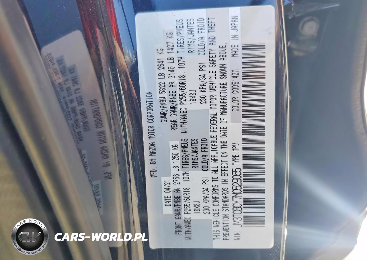 2021 Mazda Cx-9 Touring VIN:JM3TCBCY7M0529055 - 14