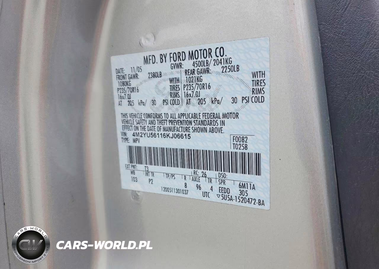 2006 Mercury Mariner VIN:4M2YU56116KJ06615 - 13