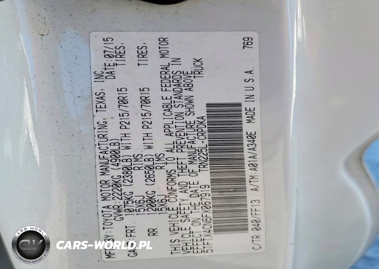 2015 Toyota Tacoma Access Cab VIN:5TFTX4CN6FX067919 - 12