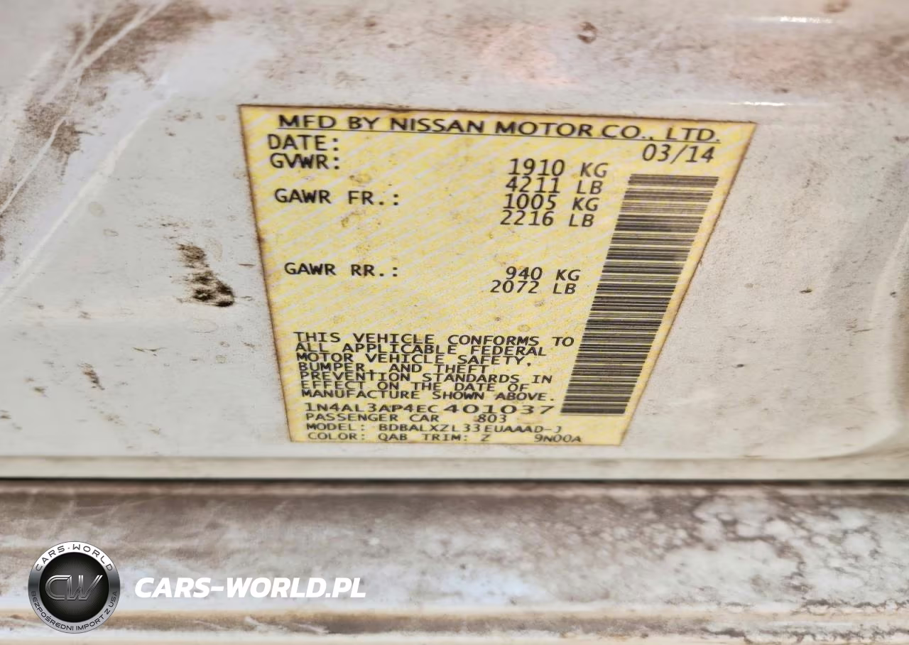 2014 Nissan Altima 2.5 Sl VIN:1N4AL3AP4EC401037 - 12