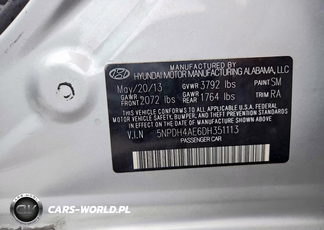 2013 Hyundai Elantra Gls VIN:5NPDH4AE6DH351113 - 12