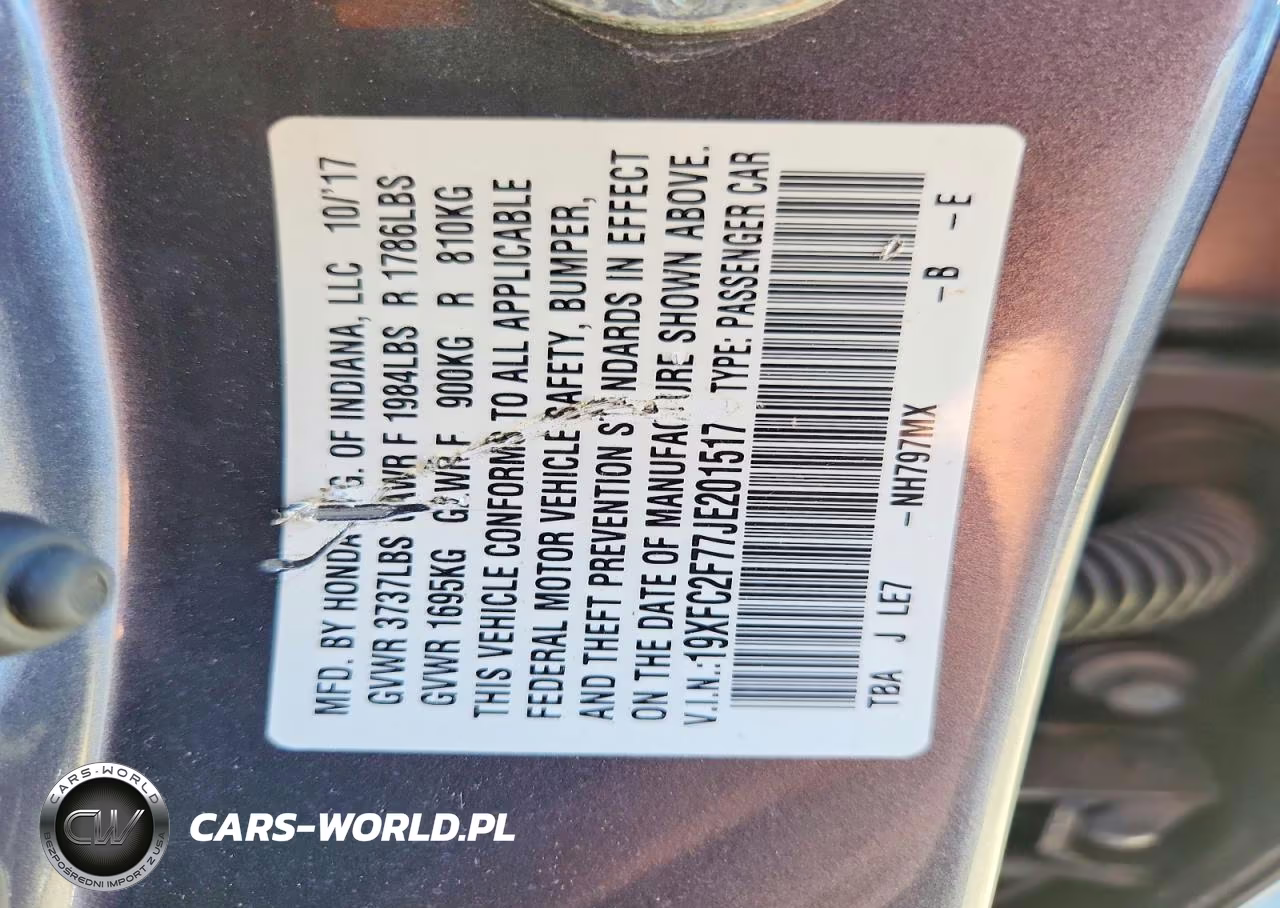 2018 Honda Civic Ex VIN:19XFC2F77JE201517 - 13