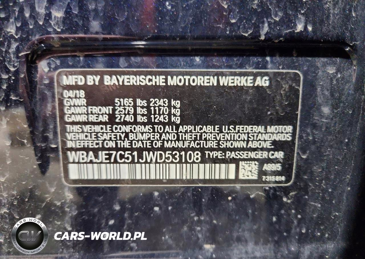 2018 BMW 540 Xi VIN:WBAJE7C51JWD53108 - 13