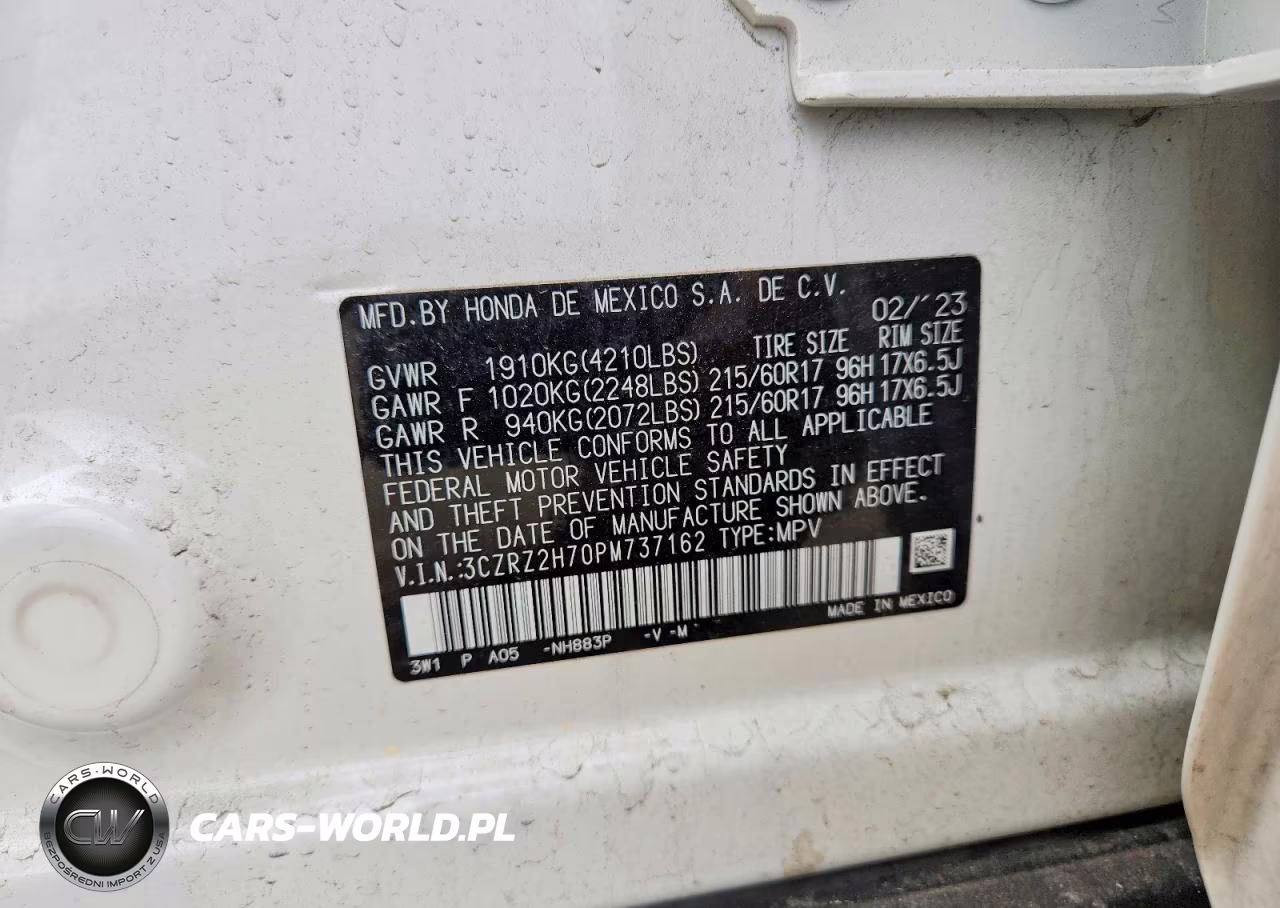 2023 Honda Hr-V Exl VIN:3CZRZ2H70PM737162 - 13