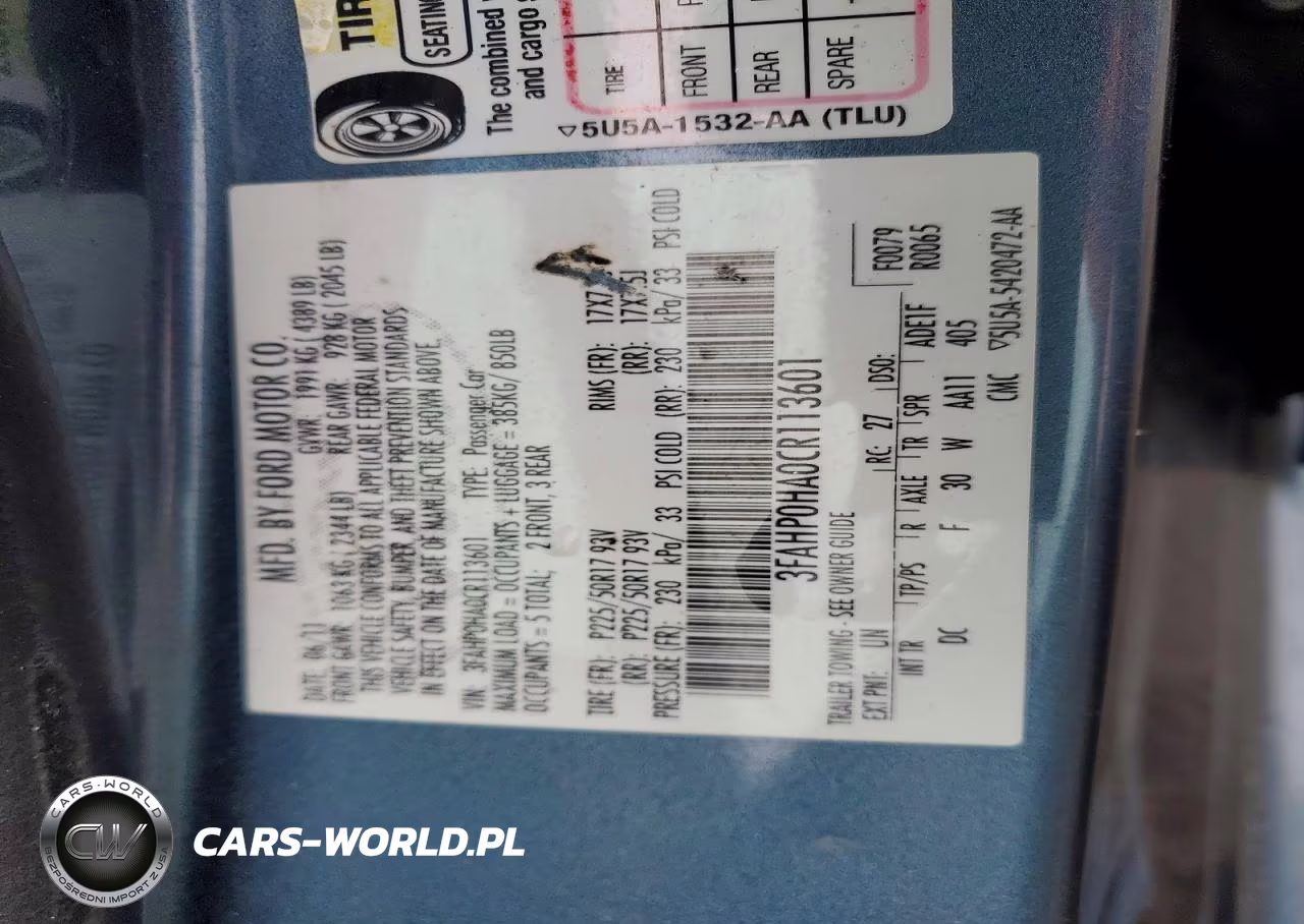 2012 Ford Fusion Se VIN:3FAHP0HA0CR113601 - 12