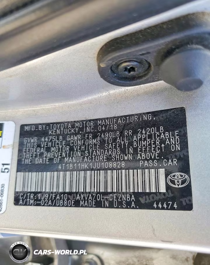 2018 Toyota Camry Le VIN:4T1B11HK1JU108828 - 12