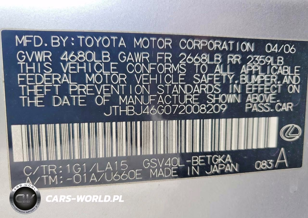 2007 Lexus Es 350 VIN:JTHBJ46G072008209 - 13