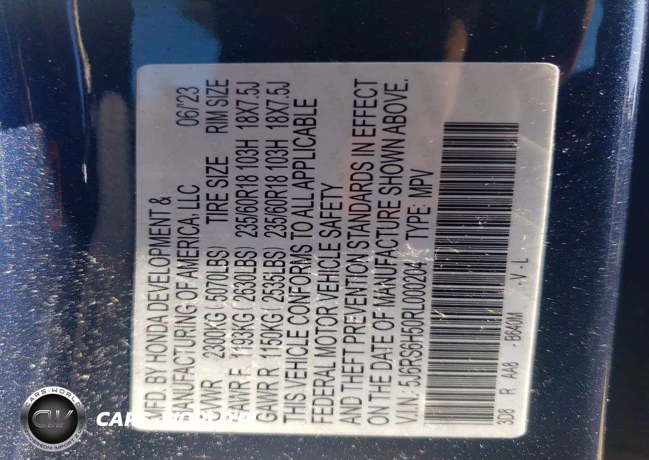 2024 Honda Cr-V Sport VIN:5J6RS6H50RL000204 - 12