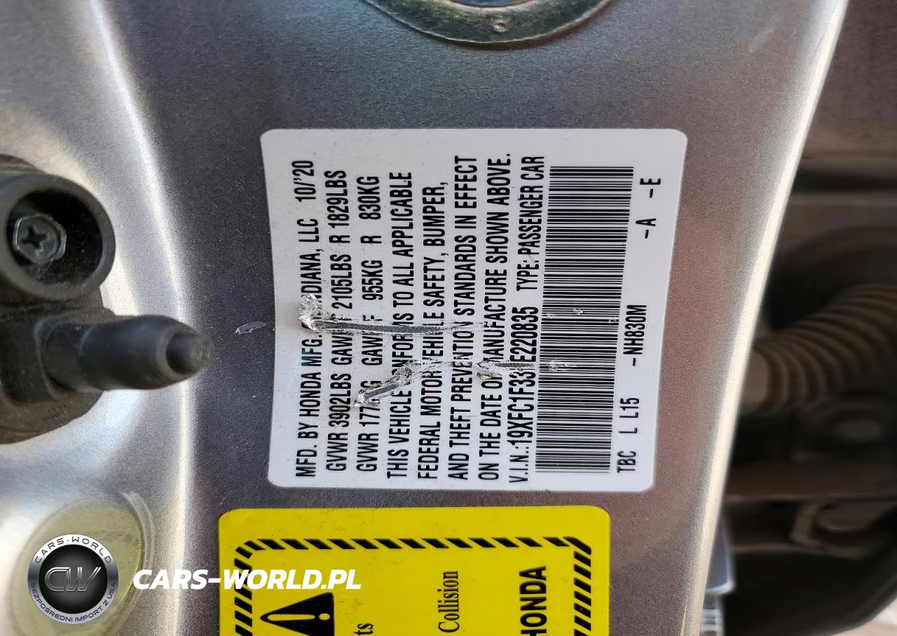 2020 Honda Civic Ex VIN:19XFC1F33LE220835 - 12